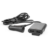 USB-autolader met voor- en achteraansluiting en vier USB-poorten
