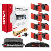 Parkeerhulpsysteem met 8 zwarte sensoren en LED-display