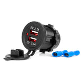 Waterdichte USB-autolader met twee USB-poorten voor 12-24 V