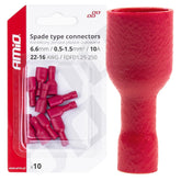 Røde isolerede hun-spadestik med 6,6 mm bredde