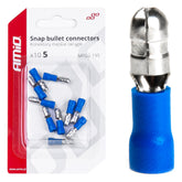 Blauwe geïsoleerde snap-stekker voor 5 mm kabelaansluiting