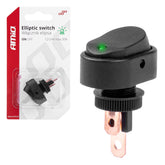Elliptische zwarte schakelaar met groene verlichting voor 12/24 V