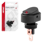 Elliptische zwarte schakelaar met rood licht voor 12/24 V