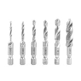 Set met zes gecombineerde draadtappen in de maten M3 tot M10