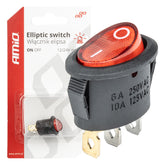 Elliptische schakelaar voor 12 V/230 V met rood lampje