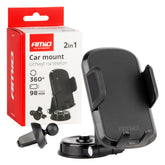 360° mobilholder monteret i bilens instrumentbord eller ventilationsrist