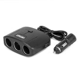 3-weg auto-stopcontact met twee USB-A-poorten