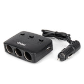 Drievoudige sigarettenaansteker splitter met twee USB-A-poorten