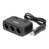 Drievoudige sigarettenaansteker-verlenging met USB-A en USB-C QC 4.0
