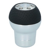 Carpoint versnellingspookknop in aluminium/zwart leer, rond