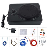 10” slanke actieve subwoofer voor de auto – 600W onder de stoel met compact ontwerp en installatie-accessoires.