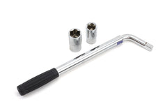 Telescopische wielsleutel met doppen in de maten 17, 19, 21 en 23 mm