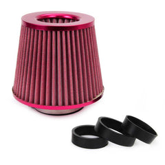 Rood conisch luchtfilter met montageadapters