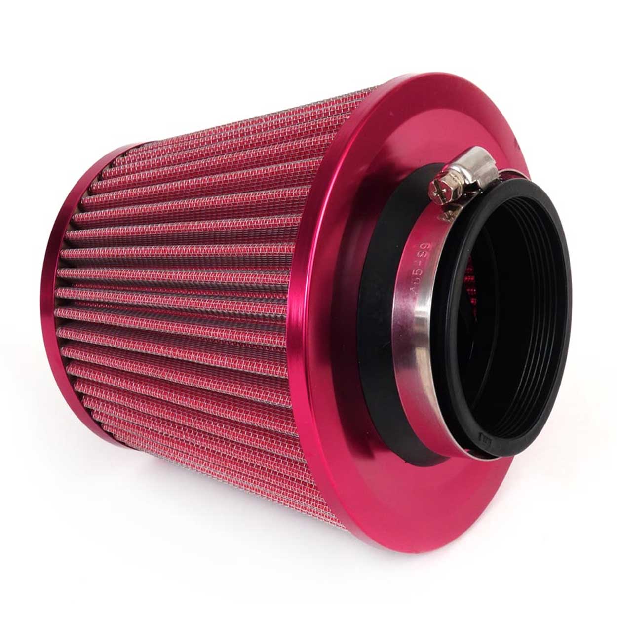 Set met rood conisch luchtfilter, zijaanzicht