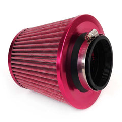 Set met rood conisch luchtfilter, zijaanzicht