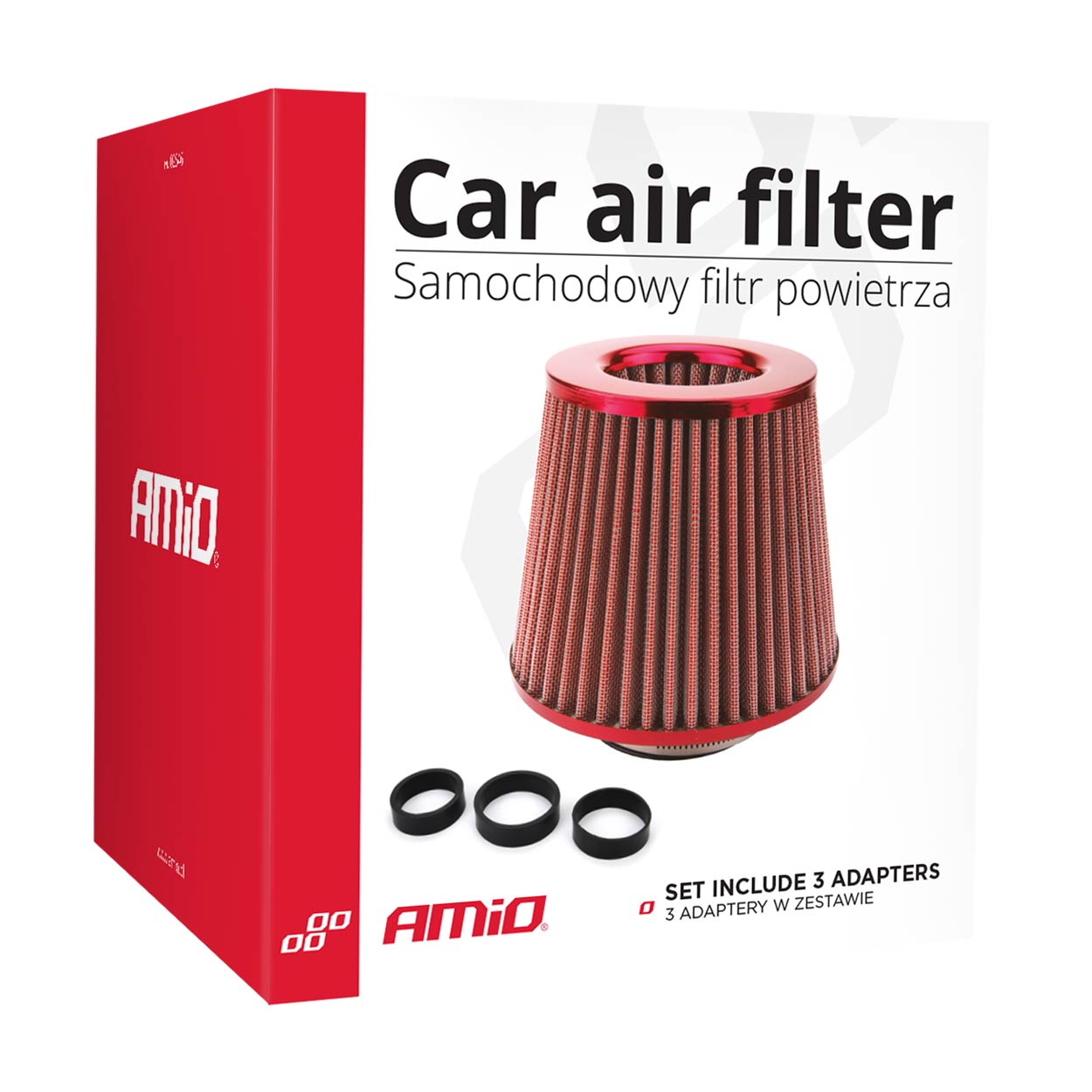 Rood conisch luchtfilter voor auto's