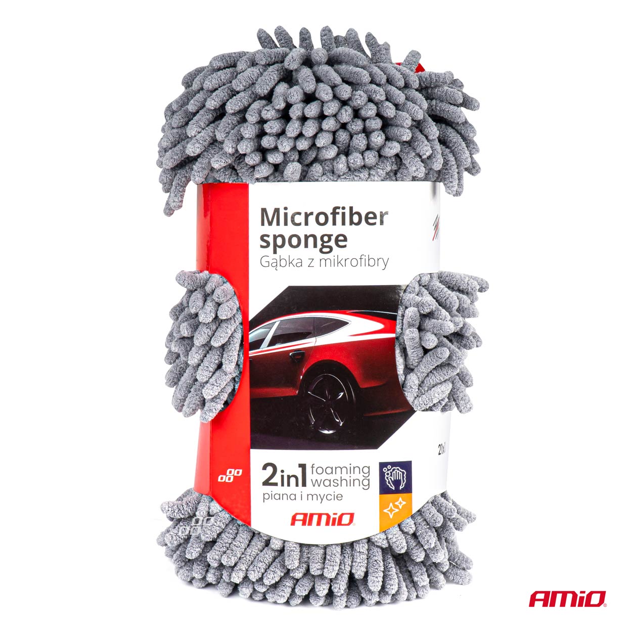 Microvezelspons met een zijde van microvezel en een zijde van nylon gaas