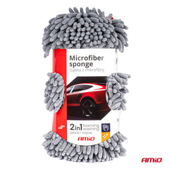 Microvezelspons met een zijde van microvezel en een zijde van nylon gaas