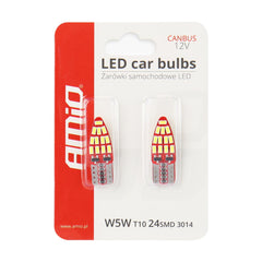 LED-pære T10e W5W med CANBUS og mål på 28 x 10 mm