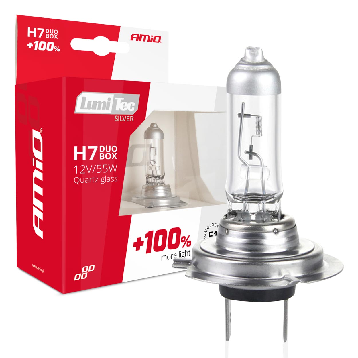H7 halogeenlampen LumiTec Silver 12V 55W in verpakking van 2 stuks.