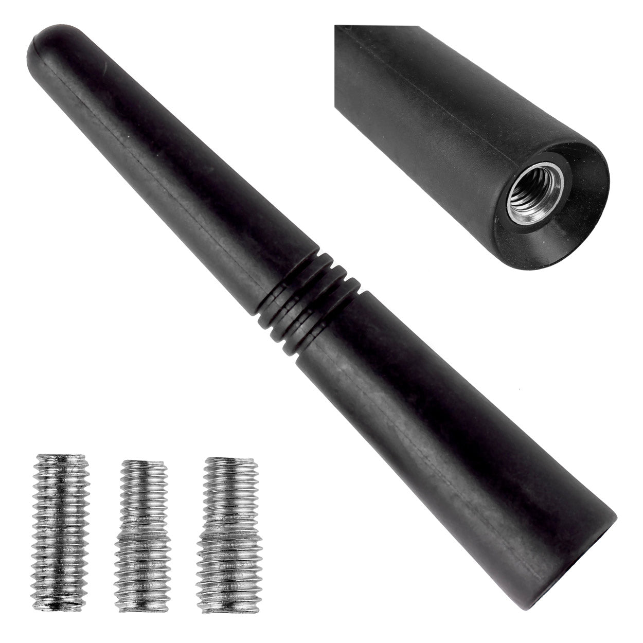 Compacte autoantenne van 9 cm met drie adapters