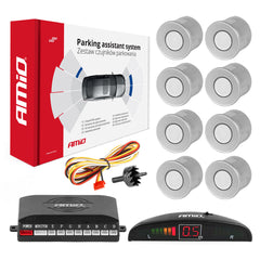 Parkeersensor met 8 zilverkleurige sensoren en LED-indicator