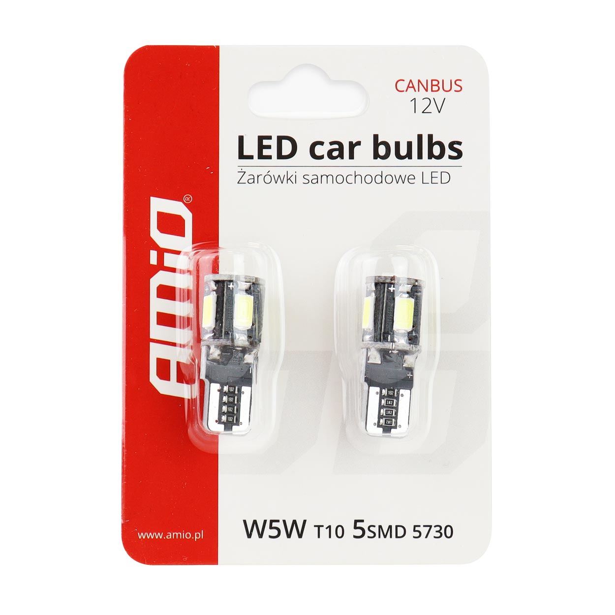 Hvid LED-pære T10 W5W til bilbelysning