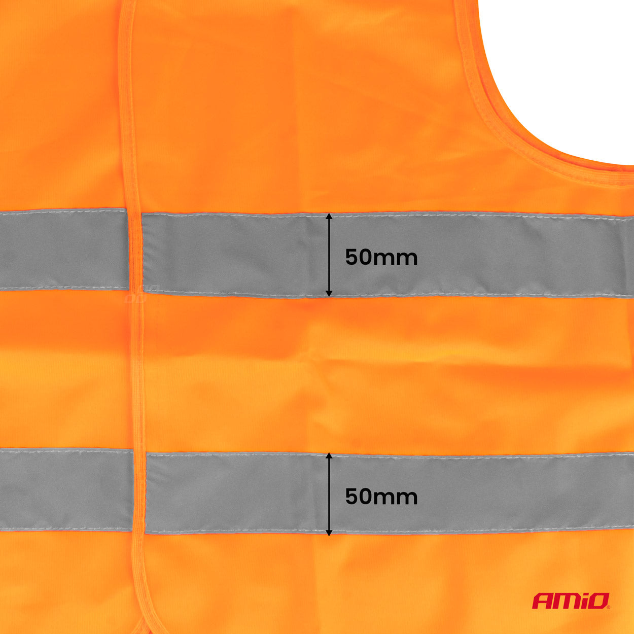 Oranje veiligheidsvest met grijze reflecterende banden