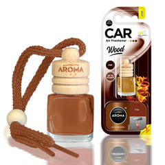 Aroma Wood Fire auto luchtverfrisser met glazen flesje en houten dop