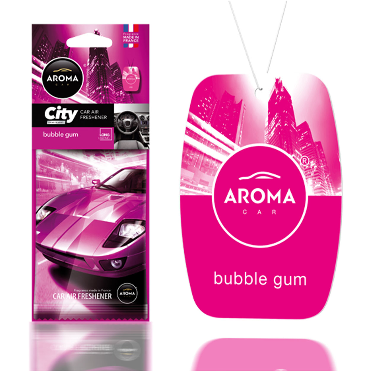 Aroma Car City Card luchtverfrisser met Bubble Gum-geur
