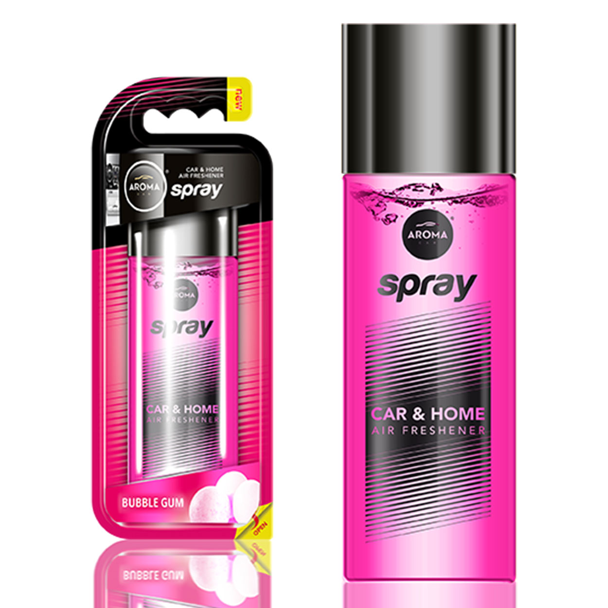Auto geurverfrisser spray met bubblegumgeur in een glazen flesje van 50 ml