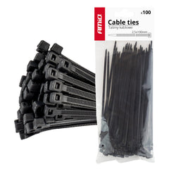 Zwarte kabelbinders van 2,5 x 100 mm, 100 stuks.