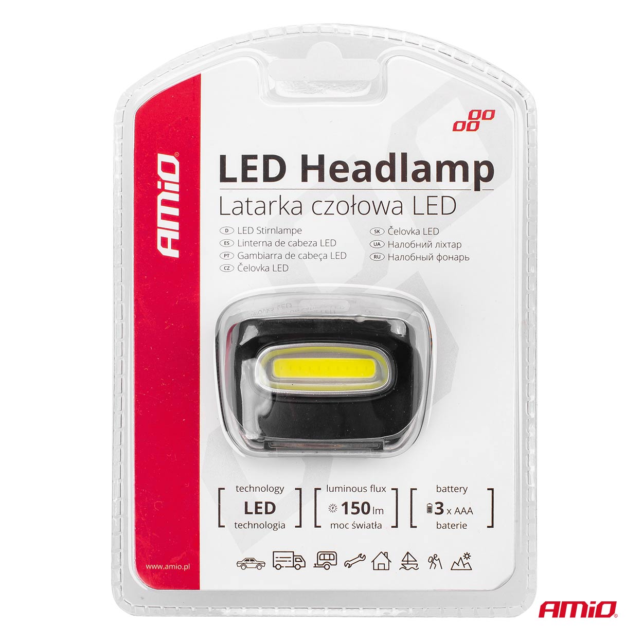 LED COB-hoofdlamp met een lichtbereik van 15 meter