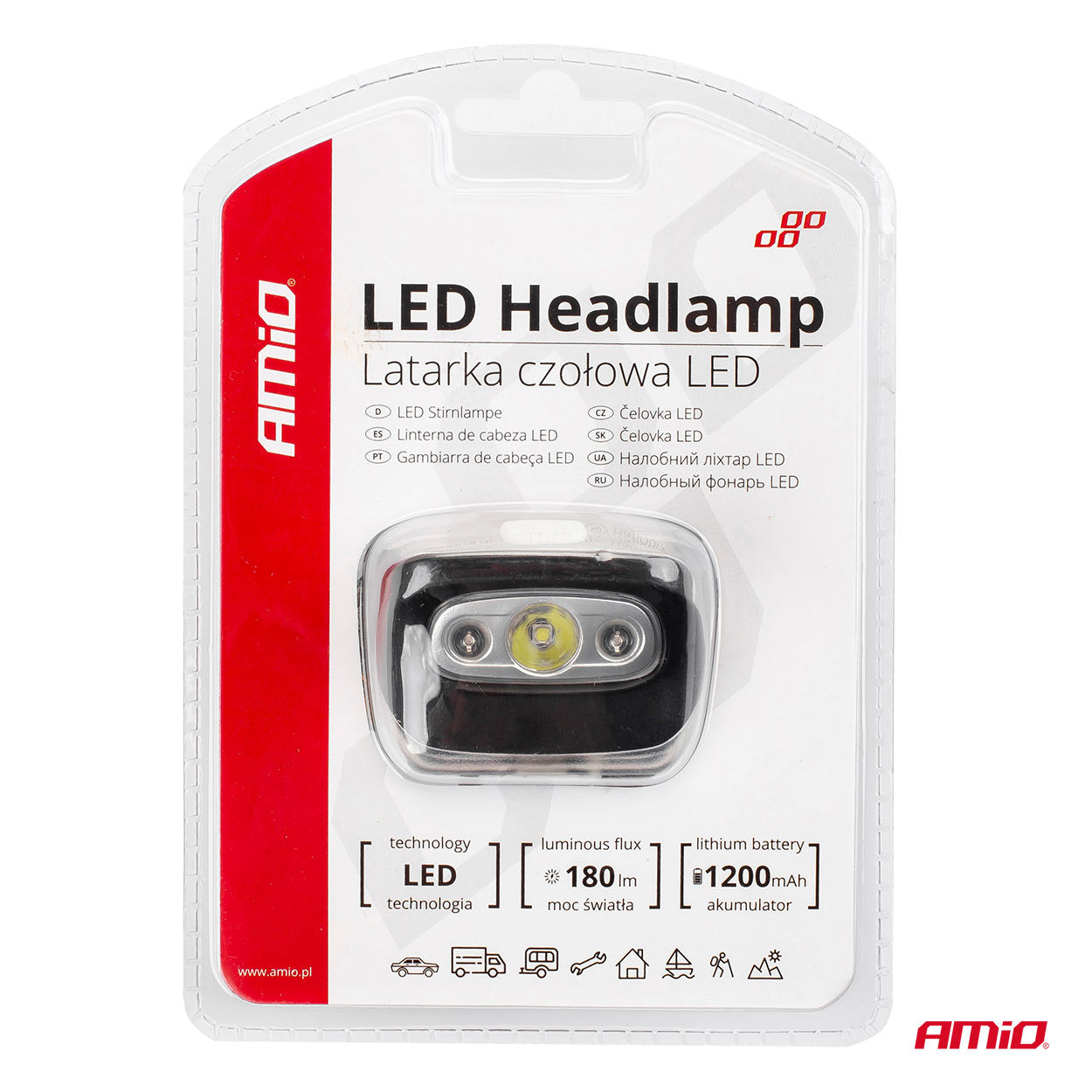 Oplaadbare LED-hoofdlamp met USB-kabel