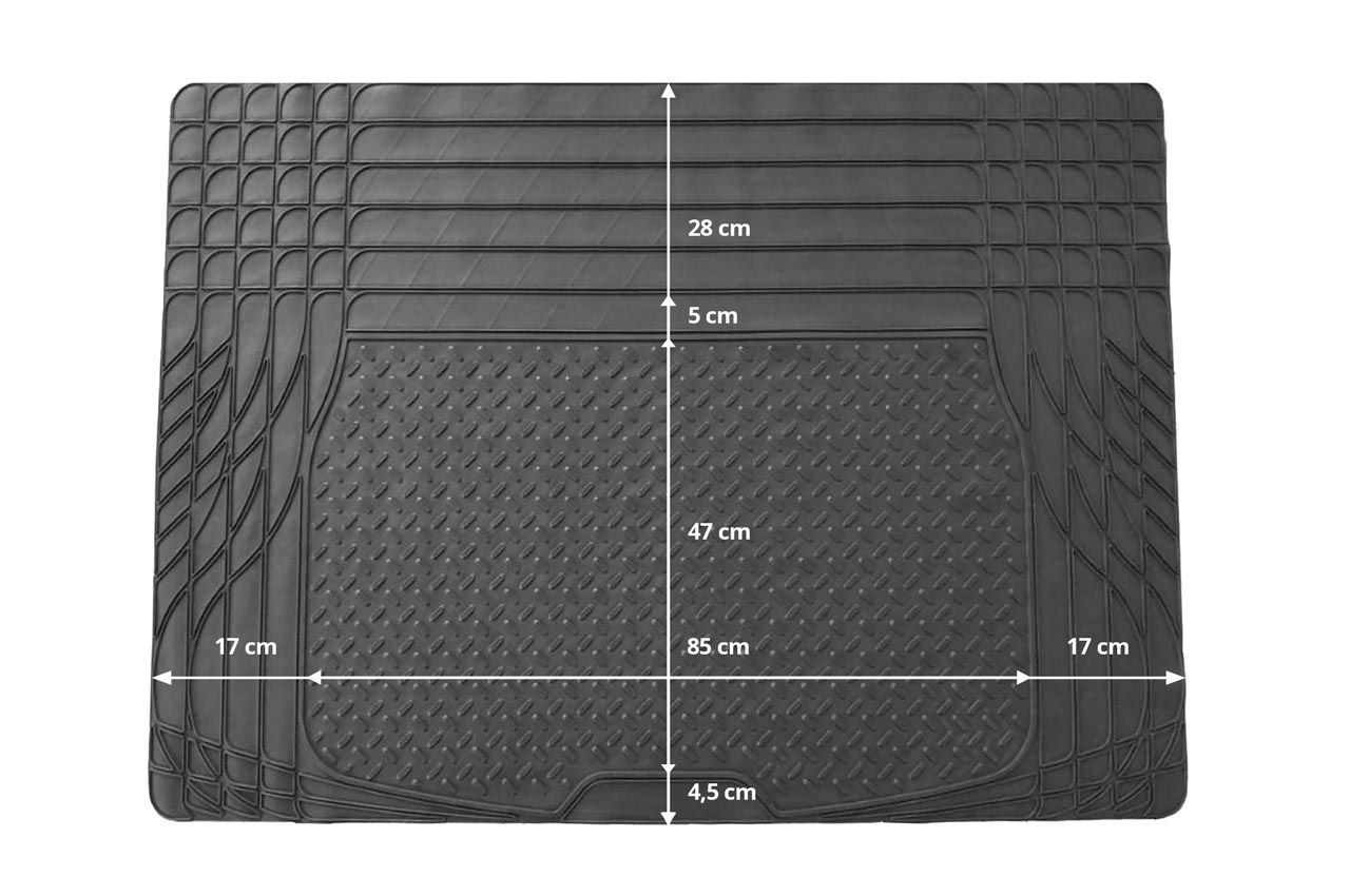 Universele kofferbakmat van zwart rubber