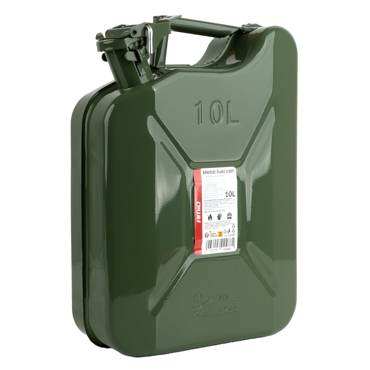 Groene metalen brandstofjerrycan van 10 liter