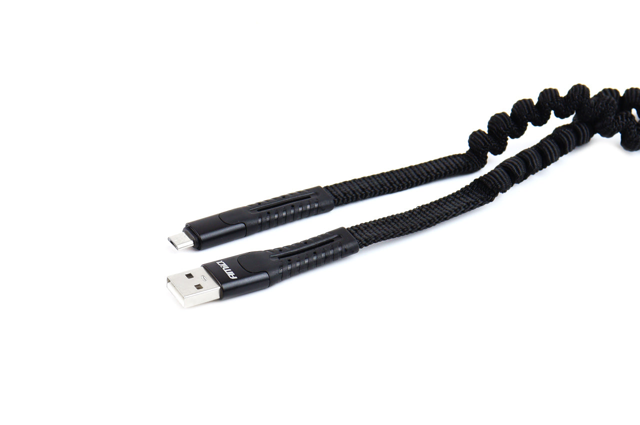 Spiraalkabel met USB- en micro-USB-aansluiting