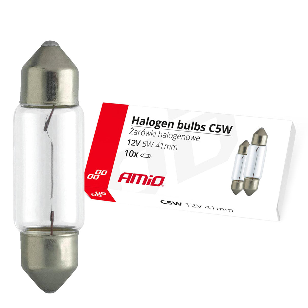 C5W festoon-halogeenlampen 41 mm 12V 5W, 10 stuks.