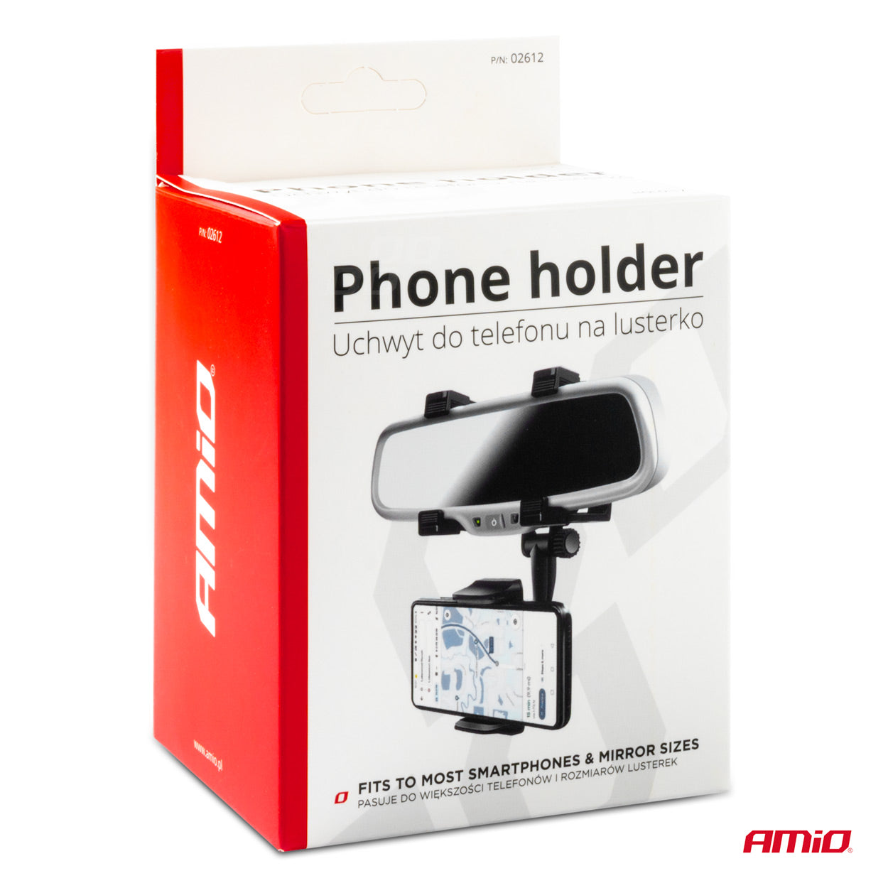Justerbar holder til bakspejl og smartphone