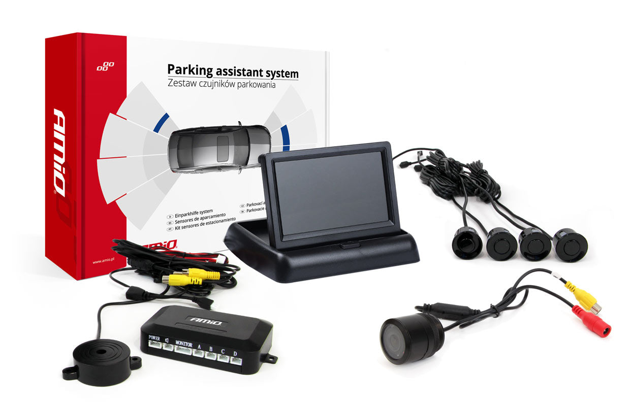 Parkeringsassistent med 4,3 tommer TFT-display og fire sensorer