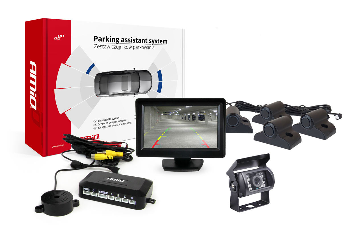 Parkeerhulpsysteem met vier sensoren, camera en TFT-display
