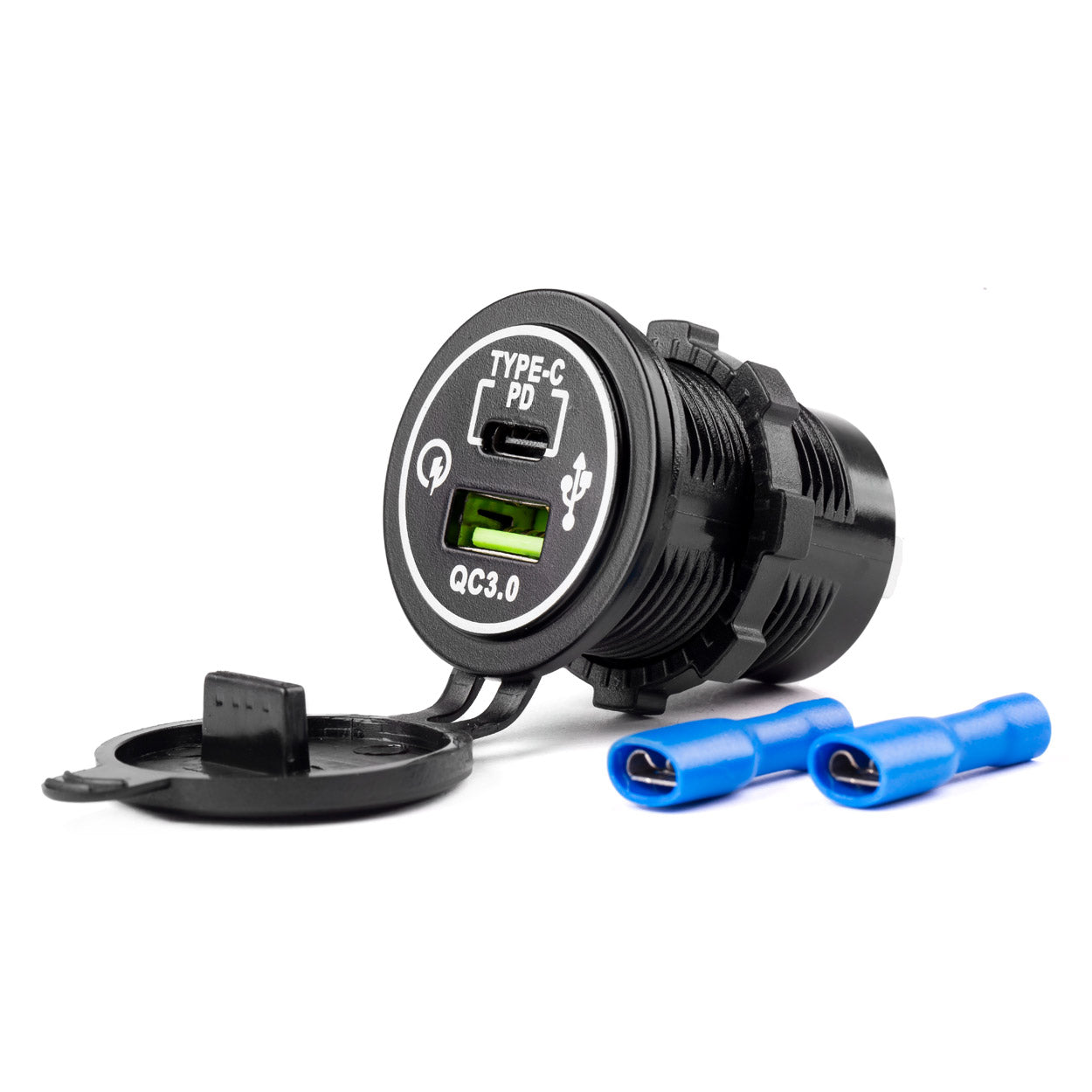 Vandtæt 12-24 V USB-oplader med to porte