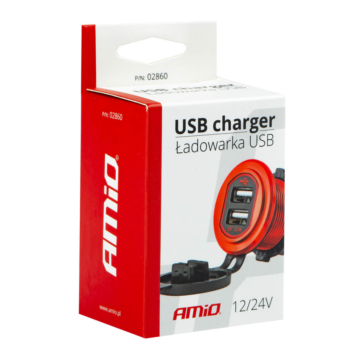USB-oplader med rød belysning
