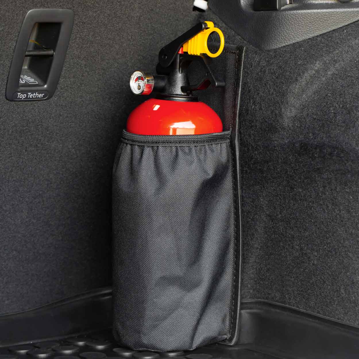 Brandslukkerholder med bred velcrostrop