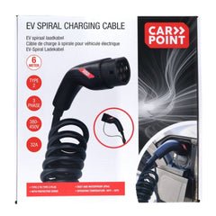 Carpoint spiraallaadkabel voor elektrische auto's Type 2 naar Type 2, 32 A, 3-fase, 6 meter 