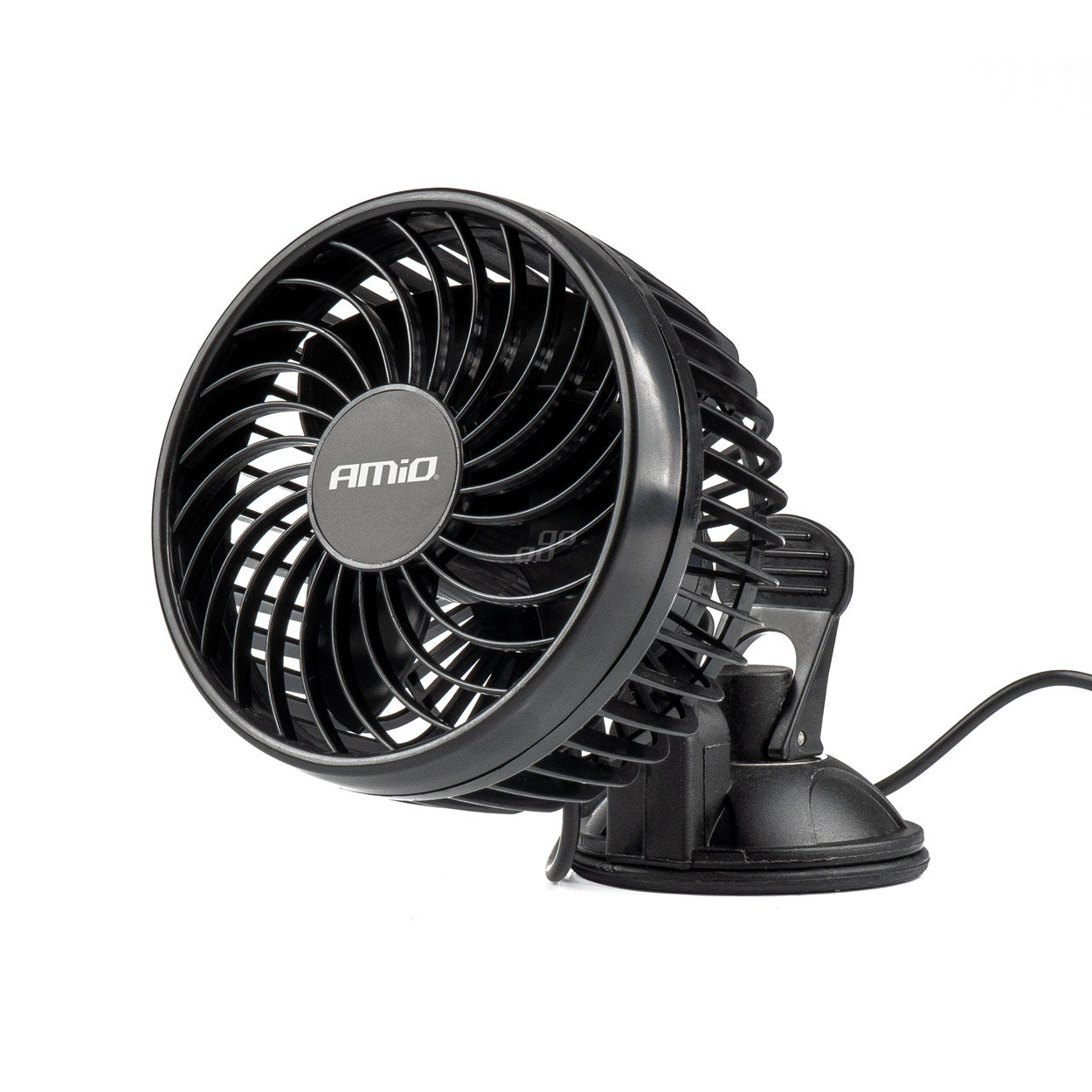 Zwarte autoventilator met zuignap voor 24 V