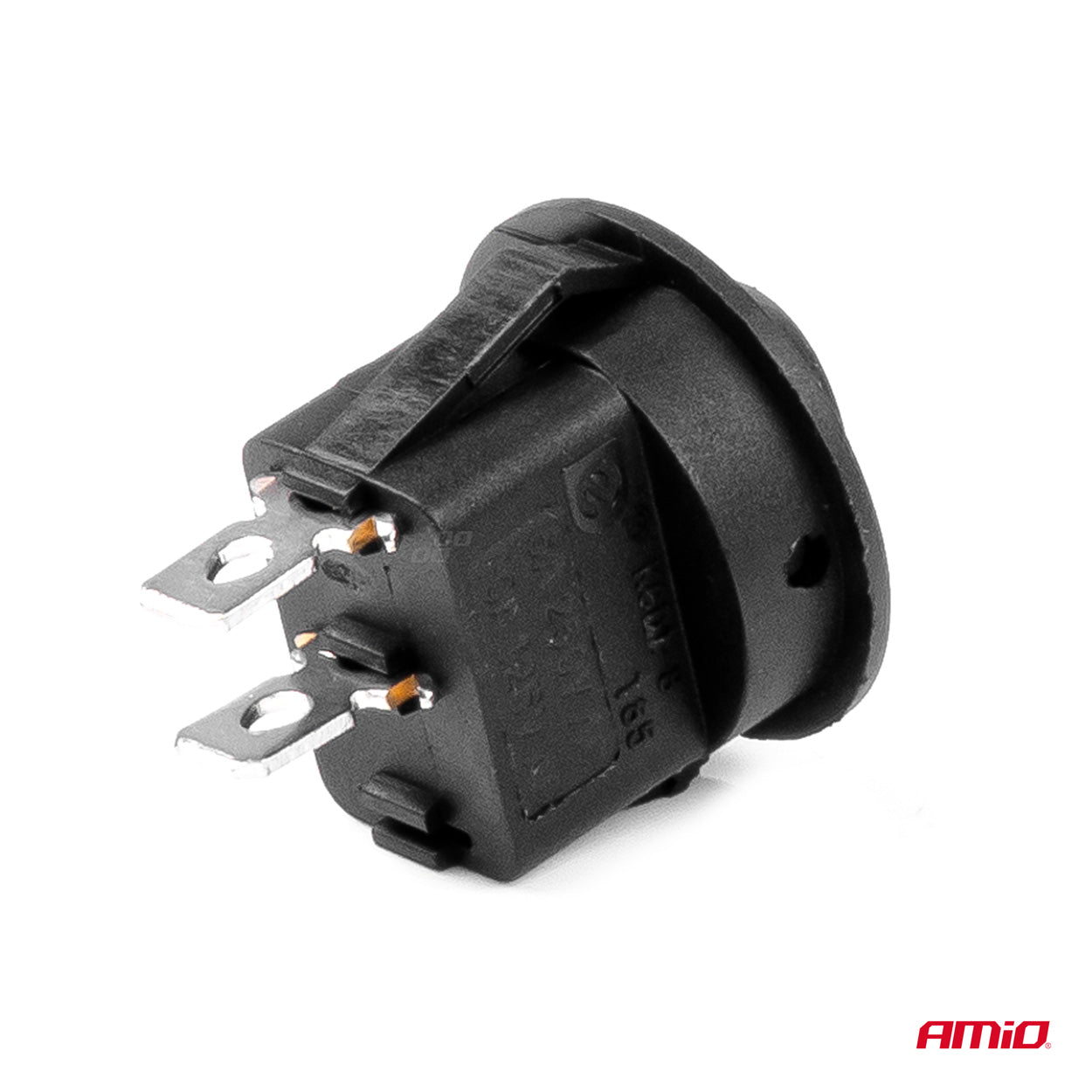 Sort rund 12 V-afbryder med to tilslutninger