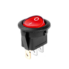 Ronde zwarte ON/OFF-schakelaar met rode verlichting