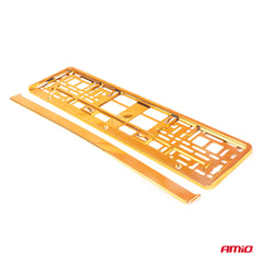 Metalen kentekenplaathouder metallic oranje met kliklijst