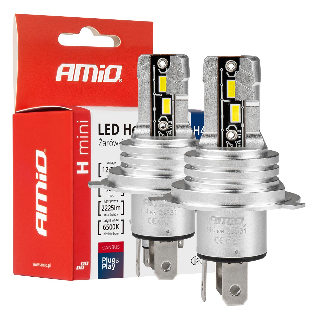 LED-pærer H4/H19 med 6500K hvidt lys